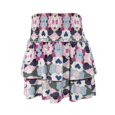 Pleat Kids' Girls Scottie Skirt In Magenta Ink Blot In Multi