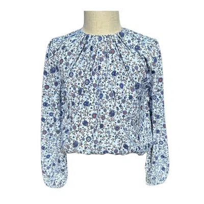 Pleat Kids' Girls Wren Top In Forget Me Nots In Blue