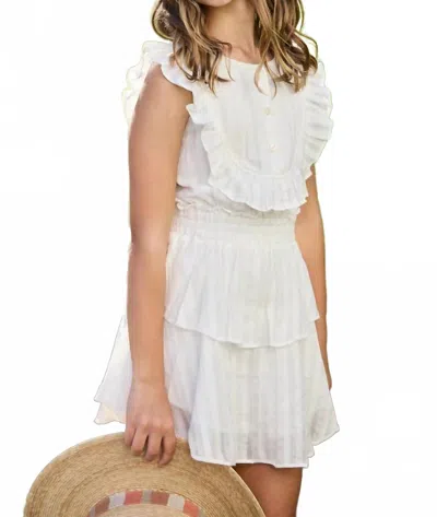Pleat Kids' Jane Dress In White/ Gold In Multi