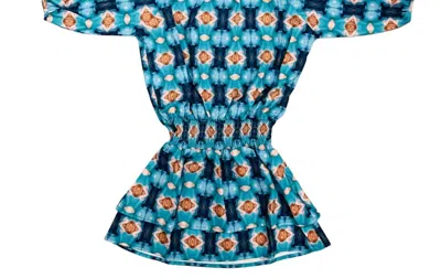 Pleat Kid's Rory Dress In Blue/brown In Multi