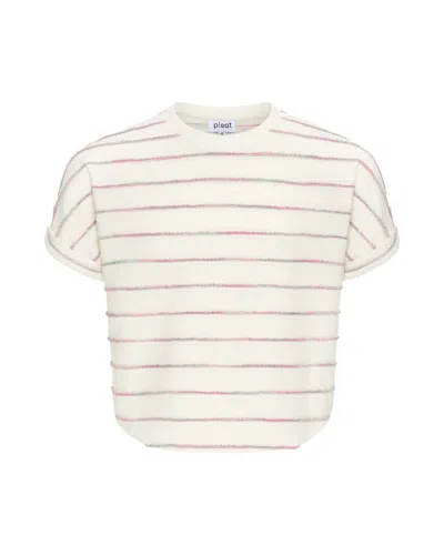 Pleat Kids' Fran Top In Pink Stripe In White