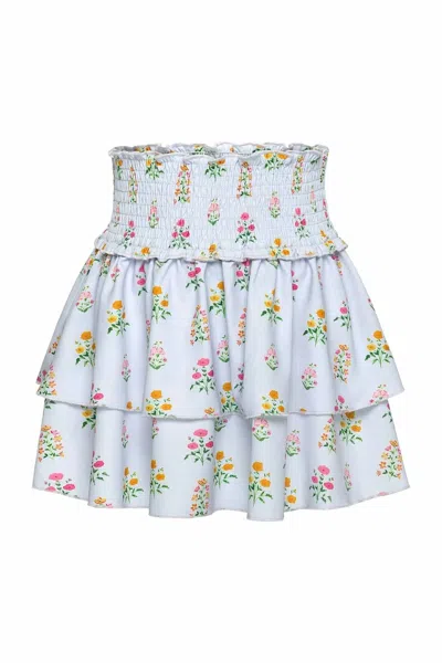 Pleat Kids' Scottie Skirt In Blue Floral Block Print In Multi