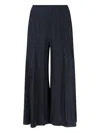 Pleats Please Cropped Wide-leg Trousers With Vertical Pleats In Blue