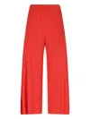 Pleats Please Wide-leg Cropped Trousers With Distinctive Pleated Texture In Orange