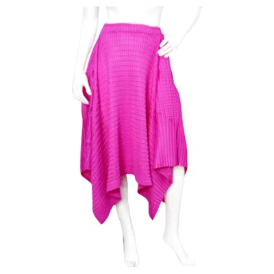 Pre-owned Pleats Please Issey Miyake 1990s  Magenta Asymmetric Hem Midi Skirt In Red