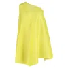 Pleats Please Issey Miyake One Shoulder Tent Dress In Yellow Polyester In Yellow