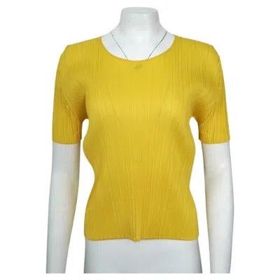 Pre-owned Pleats Please Issey Miyake  Yellow Pleated Top