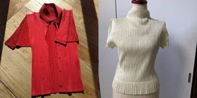 Pre-owned Pleats Please Issey Miyake Shirt/blouse 2set In Red