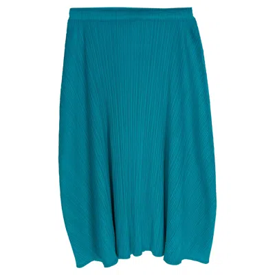 Pre-owned Pleats Please Knee Length Pleated Skirt In Turquoise Polyester In Blue