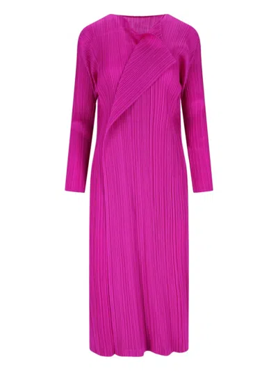Pleats Please 'light Wave' Pleated Midi Dress In Pink