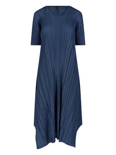 Pleats Please 'mellow' Dress In Blue
