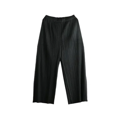 Pleats Please Monthly Colors July Pleated Wide-leg Trousers In Black