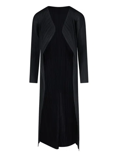 Pleats Please Open Pleated Coat In Black  