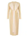 Pleats Please Open Pleated Coat "merry Bicolor" In Beige
