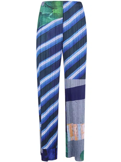 Pleats Please Pantaloni Con Pieghe "city Collage" In Multi