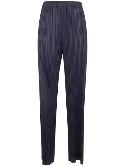 Pleats Please Pantaloni Gamba Larga "monthly Colors: April" In Black
