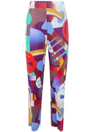 Pleats Please Pantaloni Gioco "playground" In Red