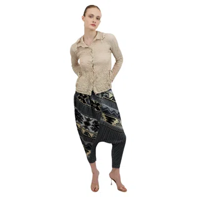 Pre-owned Pleats Please Patterned Harem Pants In Brown
