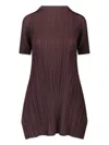 Pleats Please Pleated Brown Dress With Flowing Silhouette In Brown