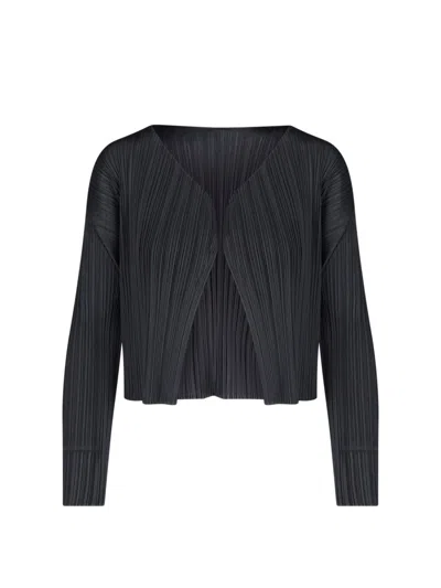 Pleats Please Pleated Cardigan In Black