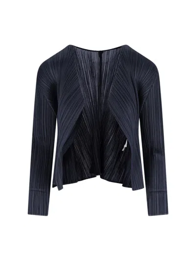 Pleats Please Pleated Cardigan In Blue