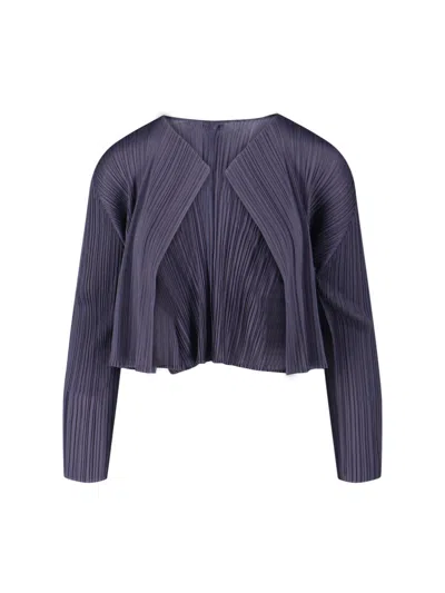 Pleats Please Pleated Cardigan In Gray