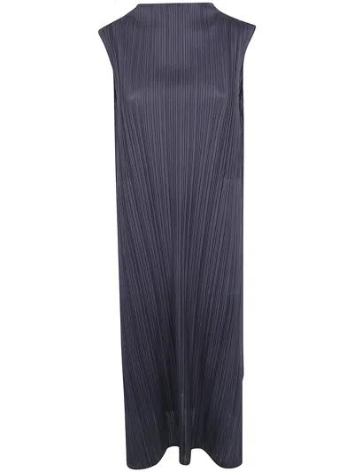 Pleats Please Pleated Dress "mellow Pleats" In Blue