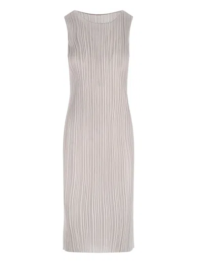 Pleats Please Pleated Midi Dress In Gray