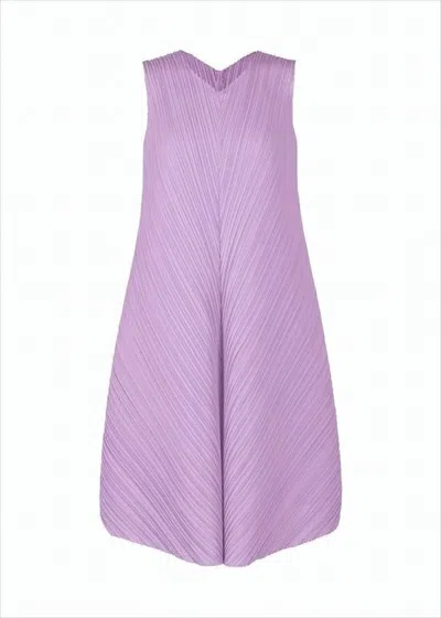Pleats Please Pleated Midi Dress With Textured Silhouette In Purple