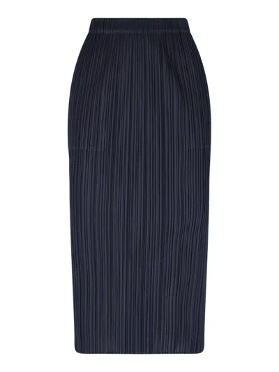 Pleats Please Pleated Midi Skirt In Blue
