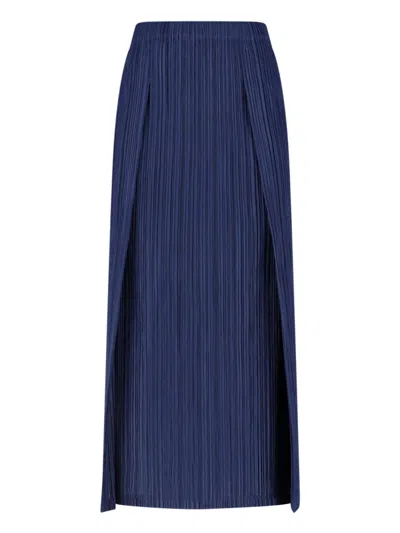 Pleats Please Pleated Midi Skirt In Blue