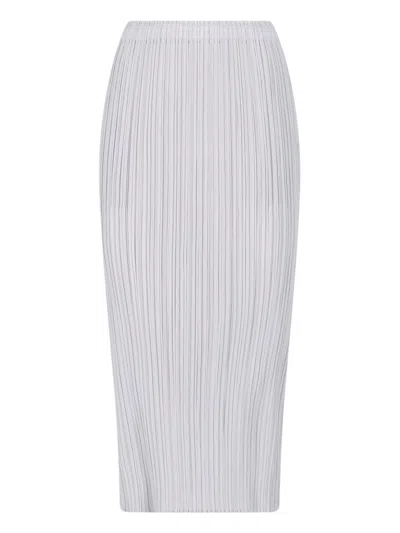 Pleats Please Pleated Midi Skirt In Gray