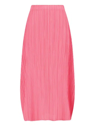 Pleats Please Pleated Midi Skirt In Pink