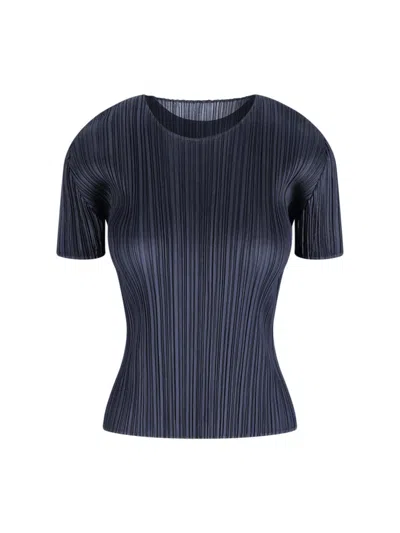 Pleats Please Pleated T-shirt In Blue