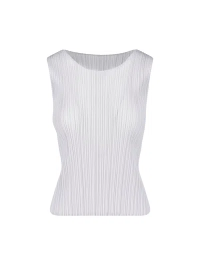 Pleats Please Pleated Tank Top In Silver