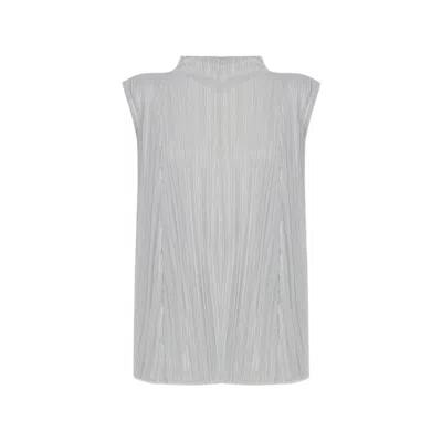 Pleats Please Pleated-effect Sleeveless Blouse In Gray