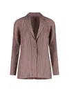 Pleats Please 'plissè' Single-breasted Blazer In Brown