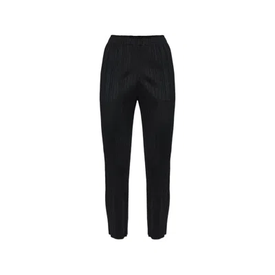 Pleats Please Plissé-effect Trousers In Black