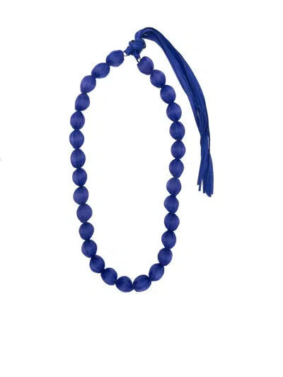 Pleats Please "shibori" Necklace In Blue