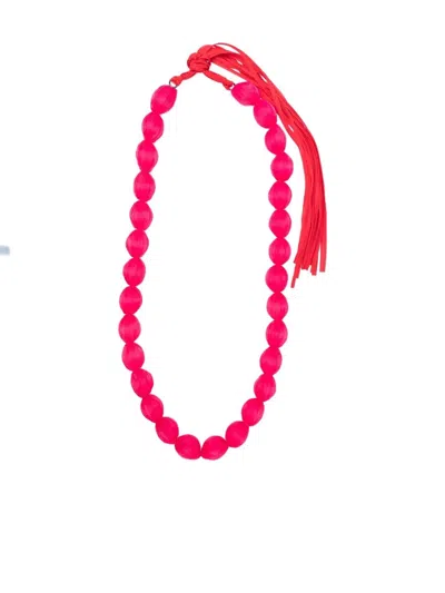 Pleats Please "shibori" Necklace In Burgundy