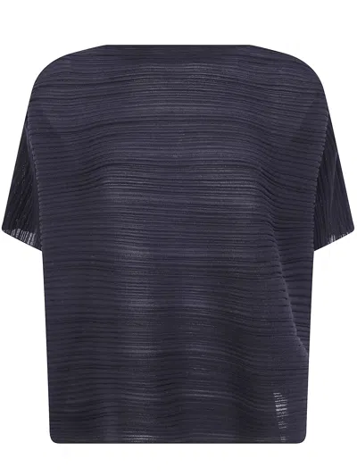 Pleats Please Shirt Paper Bounce Knit In Blue