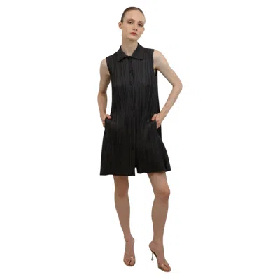 Pre-owned Pleats Please Steel Gray A Line Sleeveless Dress