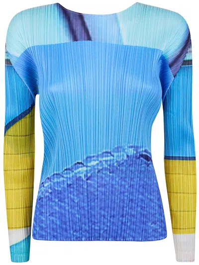 Pleats Please T-shirt Manica Corta "city Collage" In Blue
