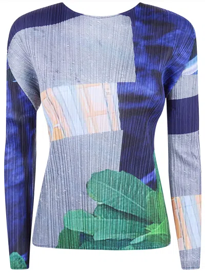 Pleats Please T-shirt Manica Corta "city Collage" In Gray