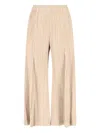 Pleats Please Wide-leg Cropped Trousers In Finely Pleated Fabric In Brown