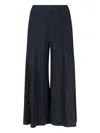 Pleats Please Cropped Wide-leg Trousers With Vertical Pleats In Blue