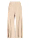 Pleats Please Wide-leg Cropped Trousers In Finely Pleated Fabric In White