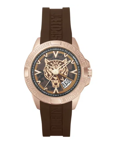 Plein Sport 44mm Ip Rose Gold Case Watch In Brown