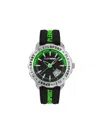 Plein Sport Bold Black Silicone Watch With Vibrant Green Accents In Multi