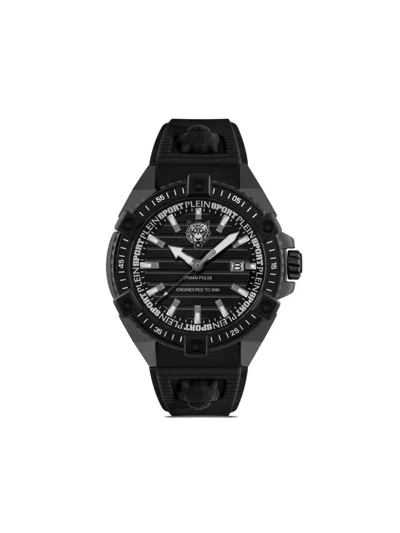 Plein Sport Men's Urban Pulse 3 Hand Date Quartz Black Silicone Strap 47mm